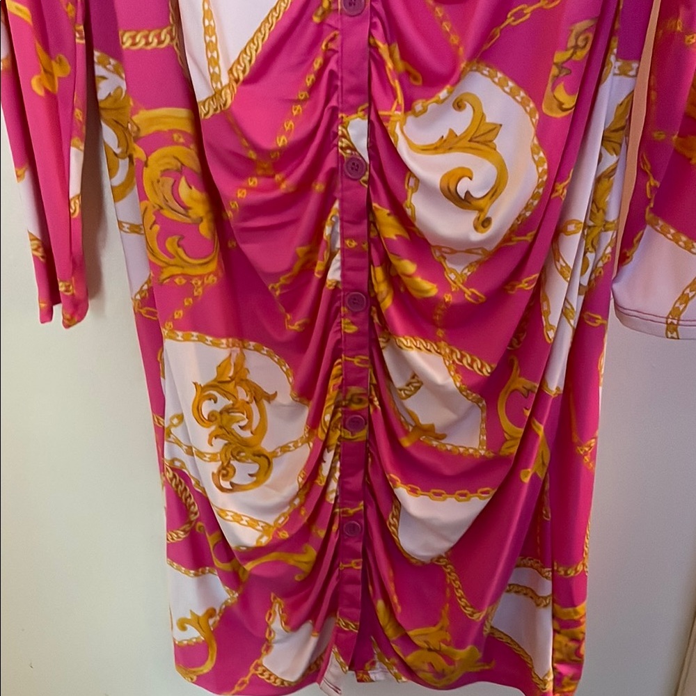Plus Size Ruched Button Dress - Picture 3 of 3